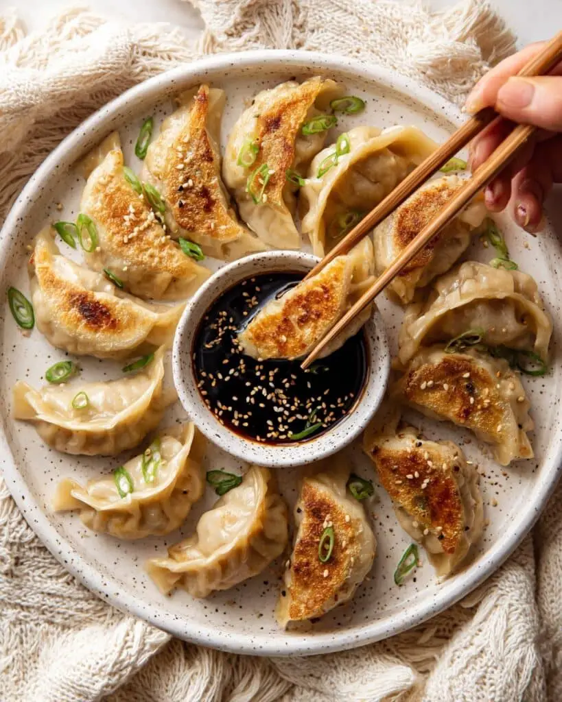 Homemade Goyza (Japanese Dumplings) with Shiitake and Green Cabbage Filling Recipe