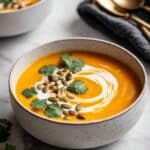 Creamy Roasted Pumpkin Soup with Coconut Milk and Spiced Pumpkin Seeds Recipe