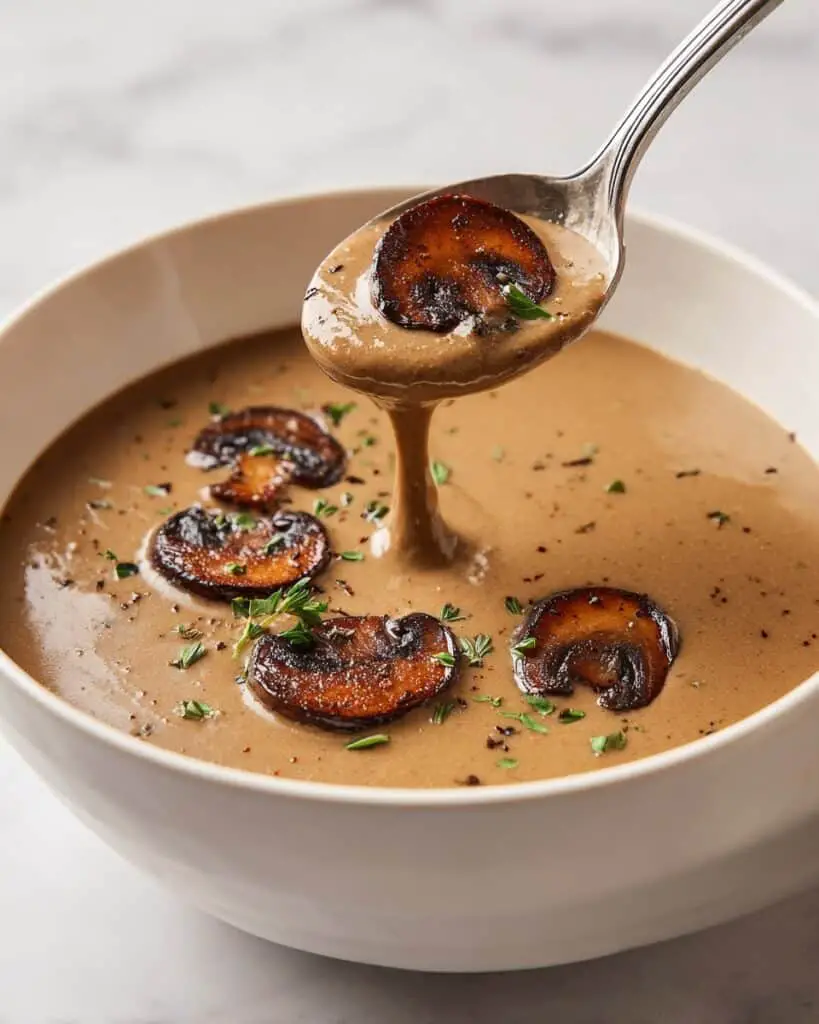 Creamy Mushroom Soup with Caramelized Cremini Mushrooms Recipe
