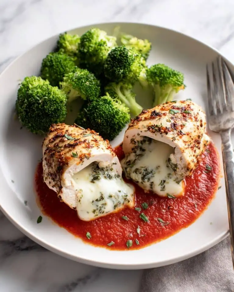 Mozzarella Stuffed Chicken Breast with Tomato Sauce Recipe