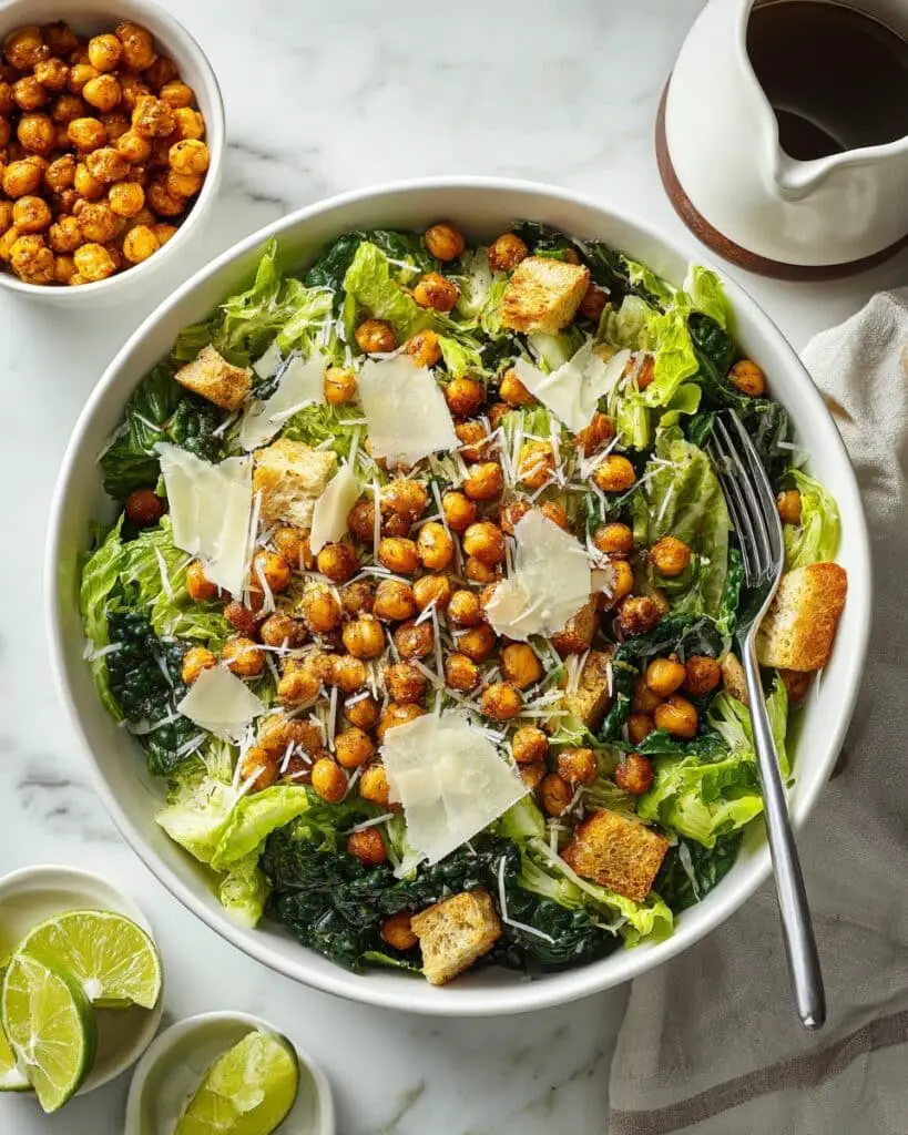 Kale Caesar Salad with Homemade Croutons and Parmesan Recipe