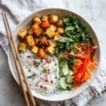 Rice Noodle Bowls with Almond Butter Tofu Recipe