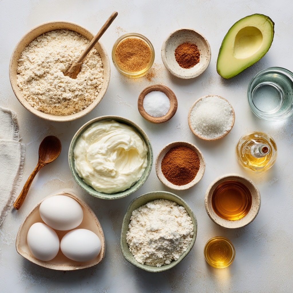 A clear glass mixing bowl sits on a white marbled surface, holding two bright yellow egg yolks with clear egg whites around them. On one side of the bowl, there is a large dollop of thick white cream and a small amount of light brown liquid adding contrast. Next to the bowl is a silver whisk resting on the same white marbled surface. The photo taken with an iphone --ar 4:5 --v 7