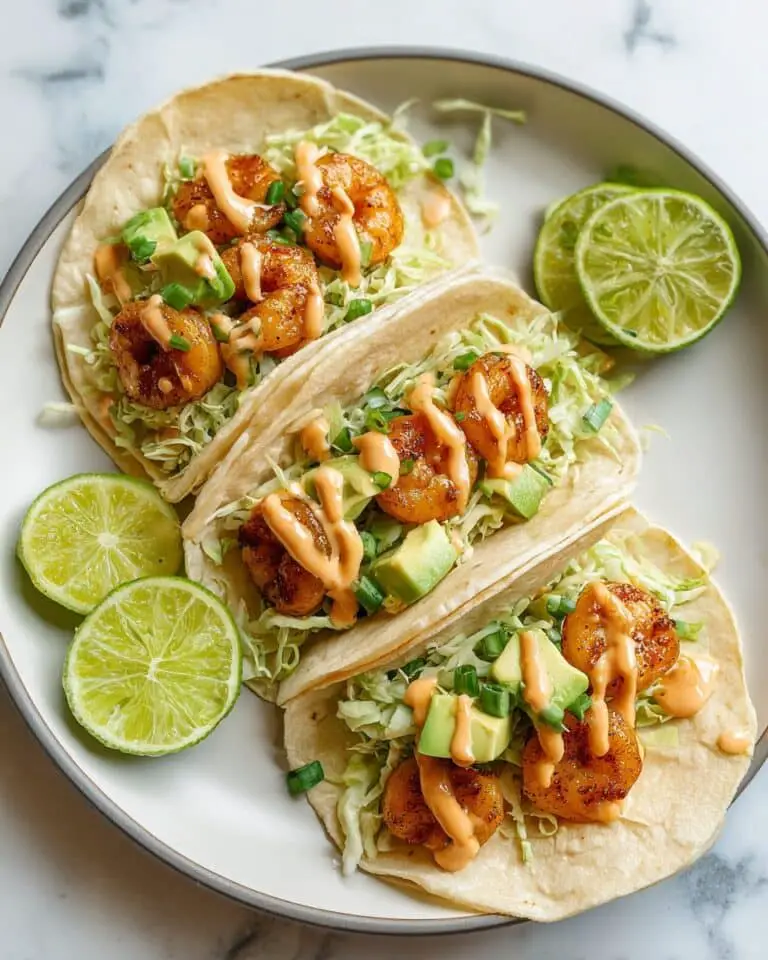 Blackened Shrimp Tacos with Spicy Slaw and Avocado Recipe
