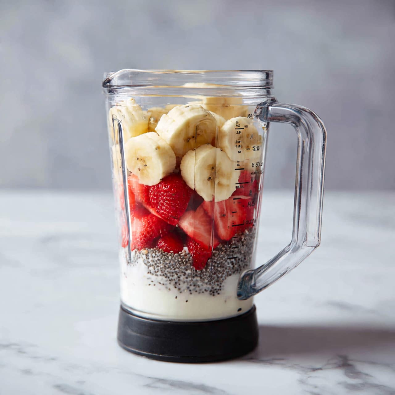 Strawberry Banana Chia Seed Smoothie with Greek Yogurt Recipe - Recipe Image