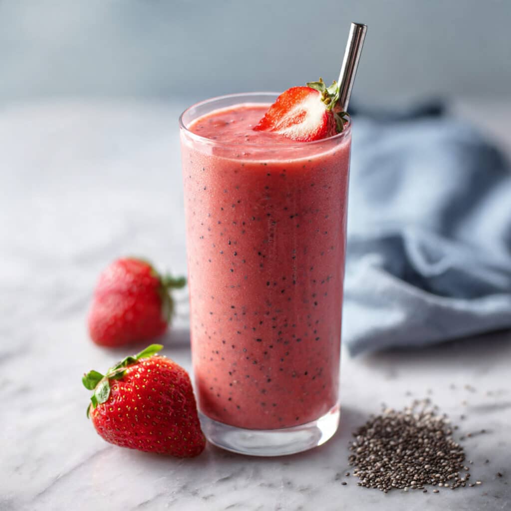Strawberry Banana Chia Seed Smoothie with Greek Yogurt Recipe