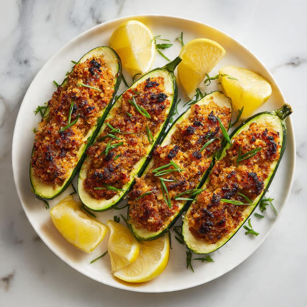 Stuffed Zucchini Boats with Ricotta, Parmesan, and Sun-Dried Tomatoes Recipe