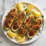 Stuffed Zucchini Boats with Ricotta, Parmesan, and Sun-Dried Tomatoes Recipe