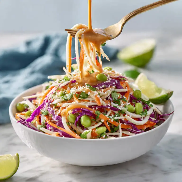 Asian Cabbage Salad with Peanut Dressing Recipe