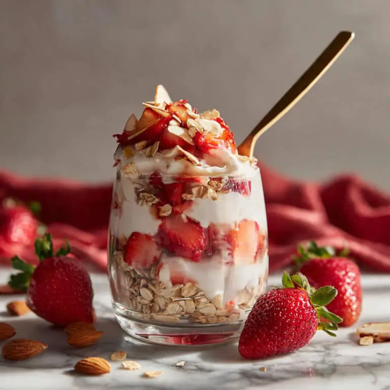 Greek Yogurt Parfait with Strawberries and Crunchy Topping Recipe