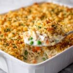 Creamy Chicken and Rice Casserole with Peas, Carrots, and Cheddar Recipe