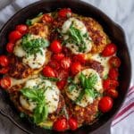 Balsamic Glazed One Pan Chicken with Fresh Mozzarella and Tomatoes Recipe