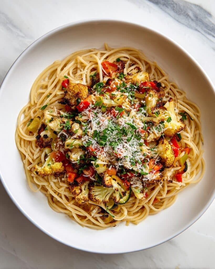 Garlic Butter Noodles with Roasted Veggies Recipe