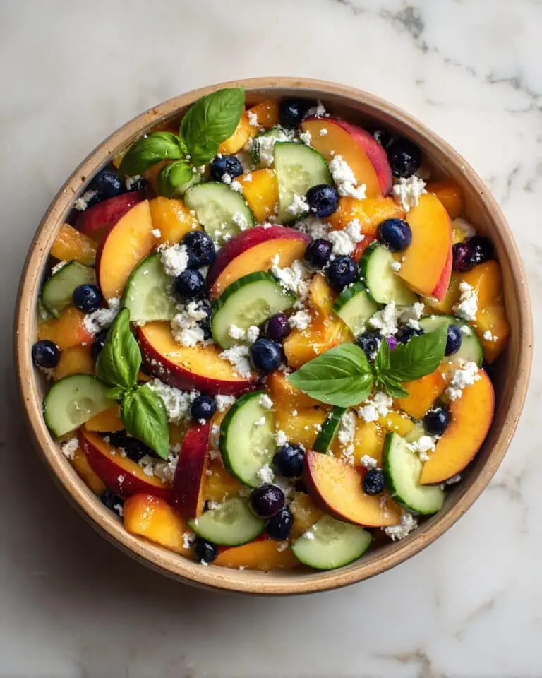 Blueberry Peach Salad with Feta and Basil Recipe