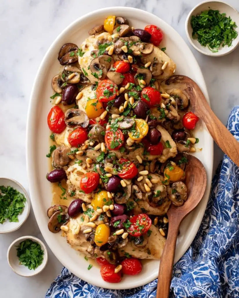 Mediterranean Chicken Skillet with Mushrooms, Olives, and Cherry Tomatoes Recipe
