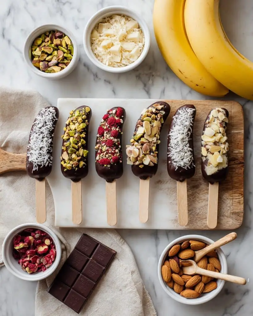 Frozen Chocolate Bananas with Nuts, Coconut, and Cocoa Nibs Recipe