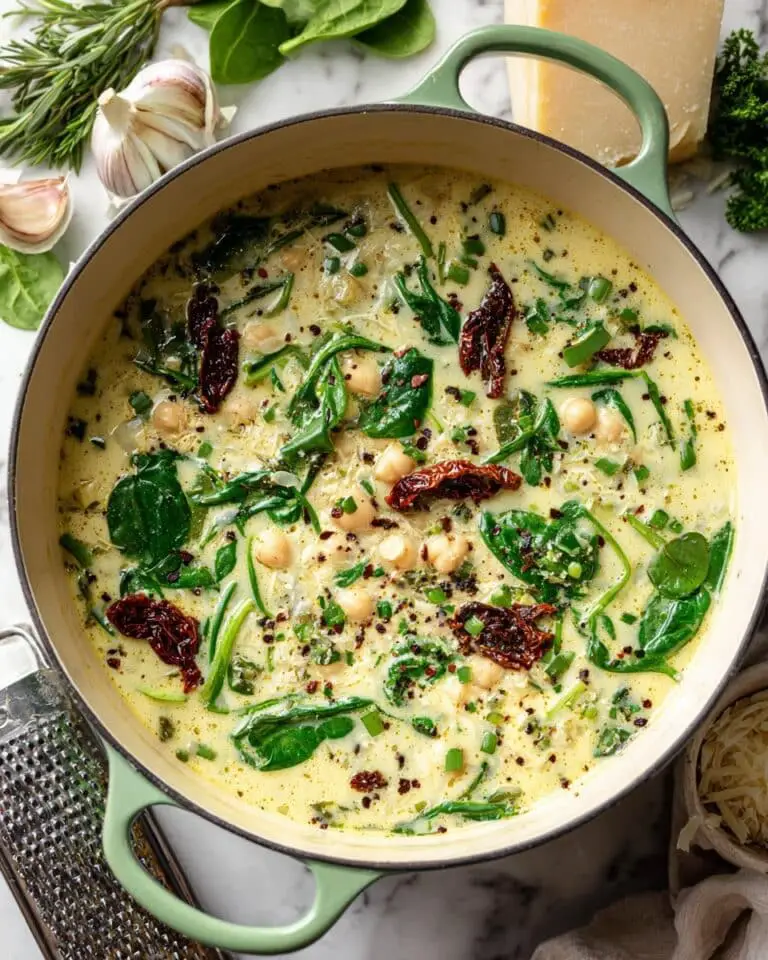 Creamy Tuscan Chickpeas with Sun-Dried Tomatoes and Spinach Recipe