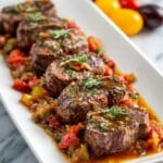 Pan Roasted Beef Tenderloin Medallions with Tomato Relish and Horseradish Cream Recipe