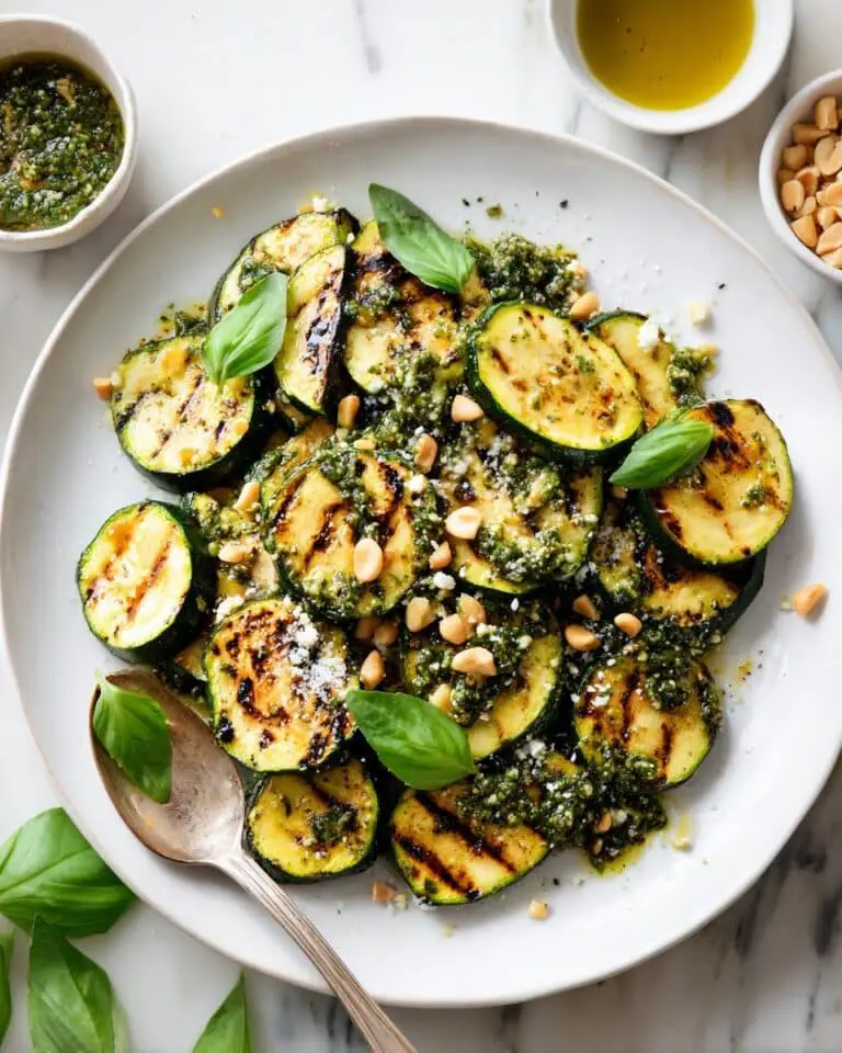 Easy Grilled Pesto Zucchini with Goat Cheese & Pine Nuts Recipe