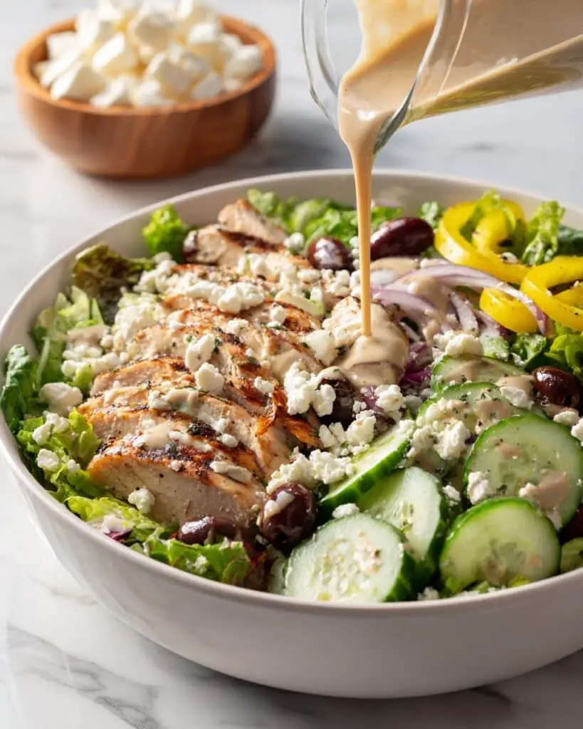 Crunchy Grilled Chicken Greek Salad with Roasted Potatoes Recipe