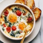 Baked Feta Eggs with Cherry Tomatoes and Spinach Recipe