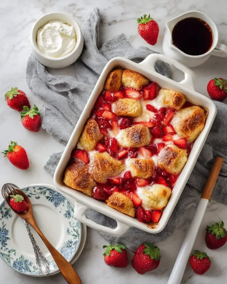 Croissant Baked French Toast with Strawberries and Cream Cheese Recipe