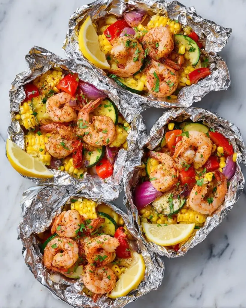 Shrimp Foil Packets with Summer Veggies Recipe