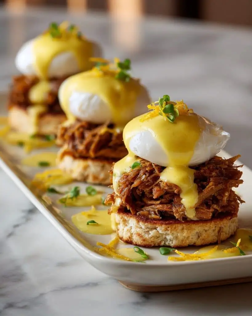 Eggs Cochon with Poached Eggs, Roasted Chicken, and Hollandaise Sauce on Buttermilk Biscuits Recipe