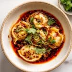 One Pan Baked Dumplings in Red Curry Coconut Sauce Recipe