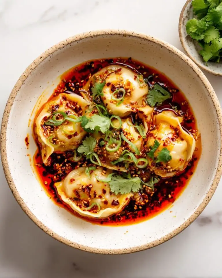 One Pan Baked Dumplings in Red Curry Coconut Sauce Recipe