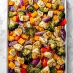 Garlic Herb Chicken and Sweet Potato Sheet Pan Meal Prep Recipe