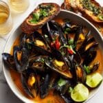 Thai Coconut Mussels with Garlic Lemongrass Toast Recipe
