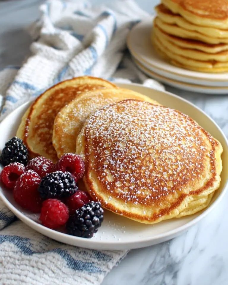 Cottage Cheese Pancakes with Berries and Sugar-Free Syrup Recipe