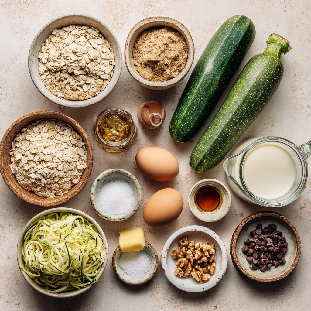 The image shows a white rectangular baking dish filled with a baked oat dish that has a rough, slightly crumbly texture with visible oats and small green flecks, likely zucchini. The dish is cut into square pieces, each topped with a slice of banana that has a pale creamy color with brown spots in the center. The baked surface is golden brown with a slightly toasted look, and there are some salt flakes scattered on top. The dish rests on a white marbled surface, next to a white cloth with thin dark stripes, with a woman's hand reaching from the top right corner, lifting a square piece. Photo taken with an iphone --ar 4:5 --v 7