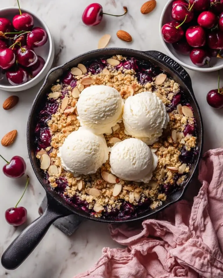 Fresh Cherry Crisp with Almond Oatmeal Crumble Recipe