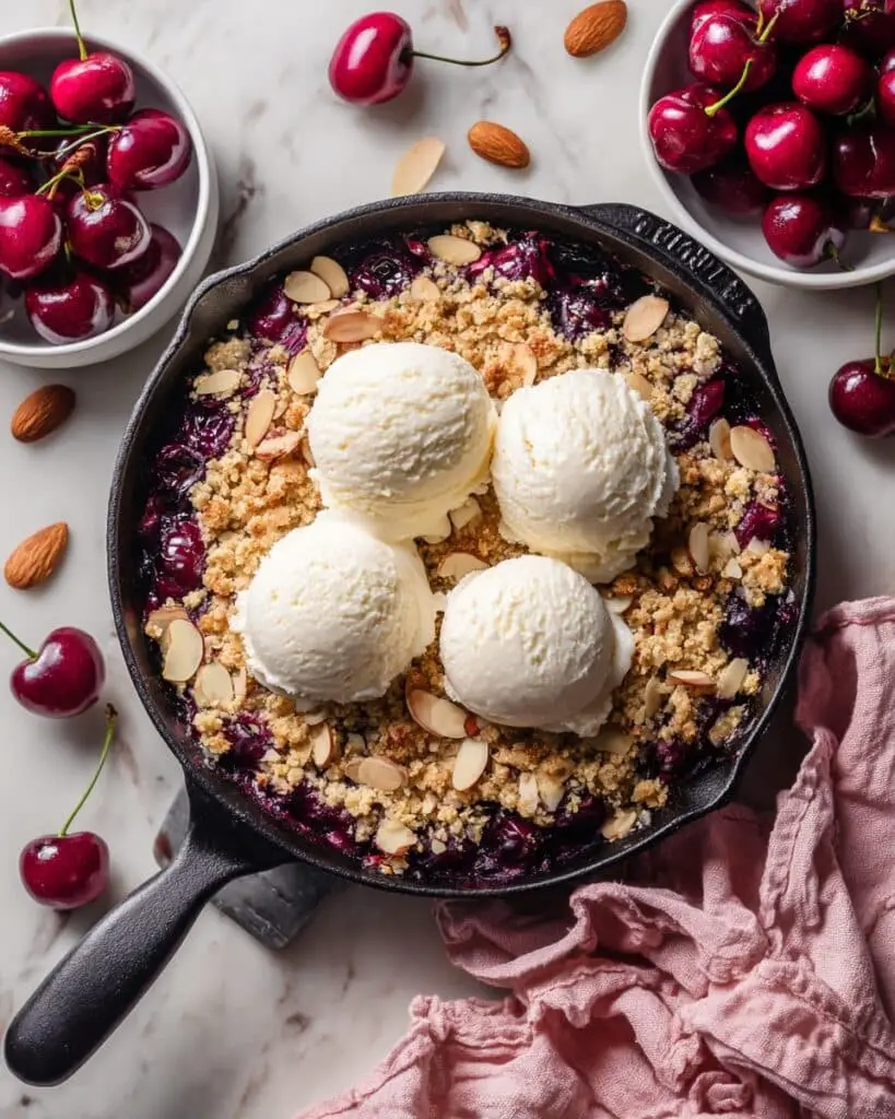 Fresh Cherry Crisp with Almond Oatmeal Crumble Recipe