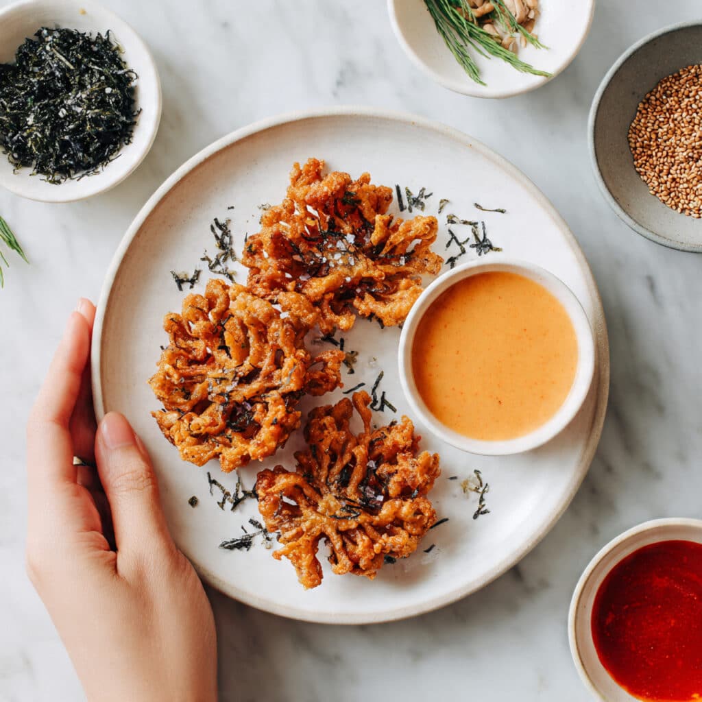 Crispy Fried Enoki Mushrooms with Spicy Dipping Sauces Recipe