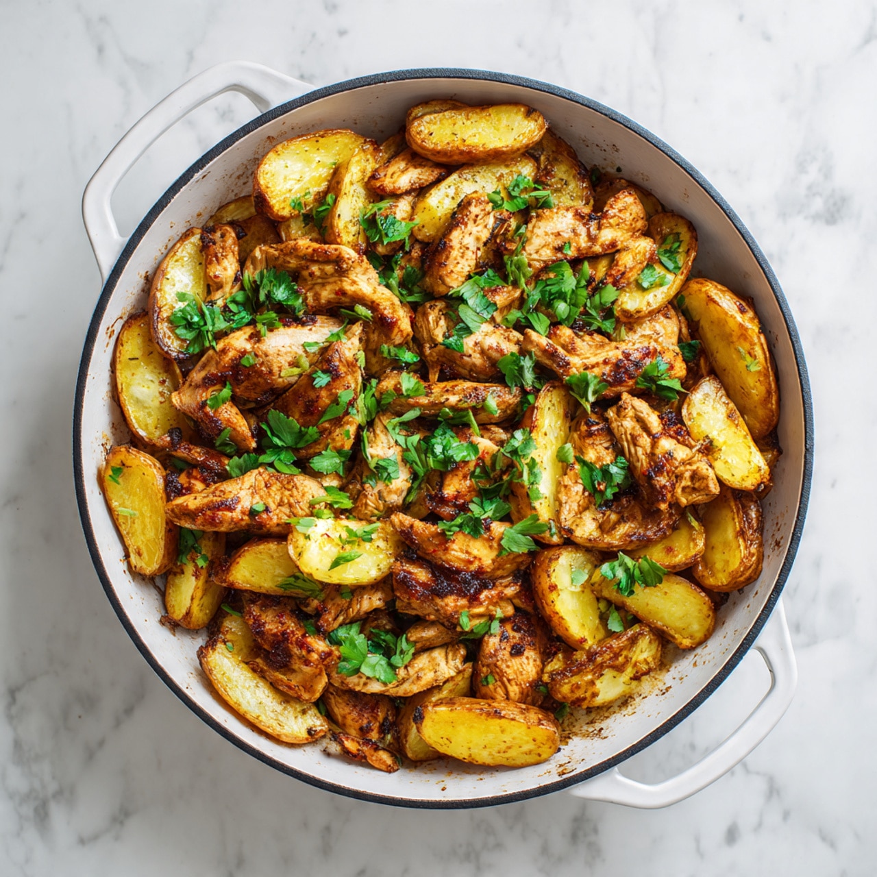 Garlic Chicken and Potatoes Skillet Recipe