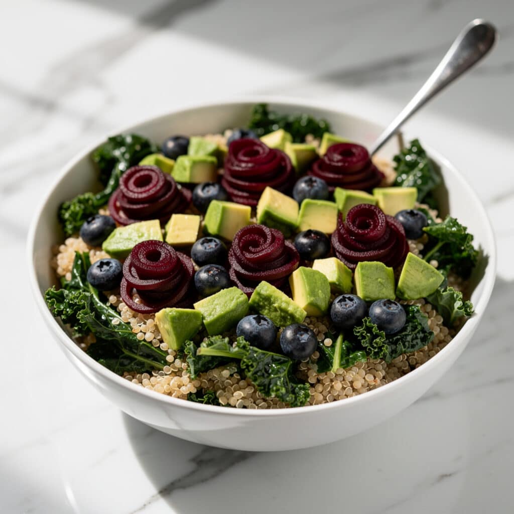 Kale Salad with Quinoa and Blueberries Recipe