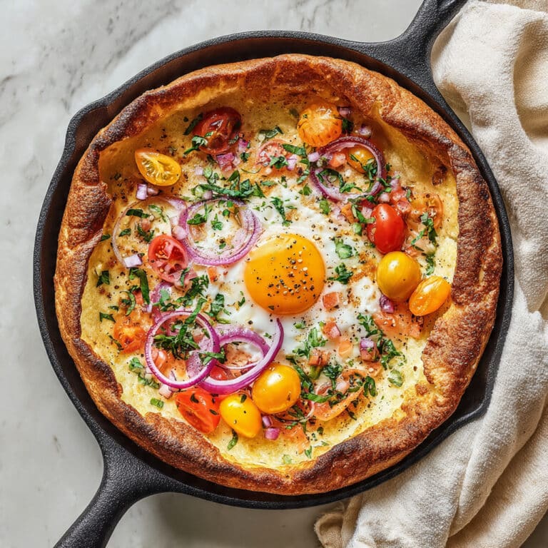 Savory Dutch Baby with Vegetables and Fried Eggs Recipe