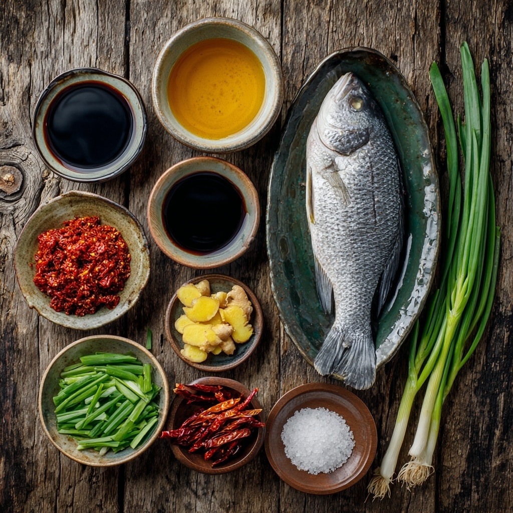 A white bowl filled with a layer of plain fluffy white rice, topped with a piece of cooked fish covered in a shiny dark sauce with green herb strands on it, held by dark brown chopsticks above the bowl, with a background showing a white plate holding more pieces of fish in the same dark sauce on a wooden surface, all placed on a white marbled texture photo taken with an iphone --ar 4:5 --v 7