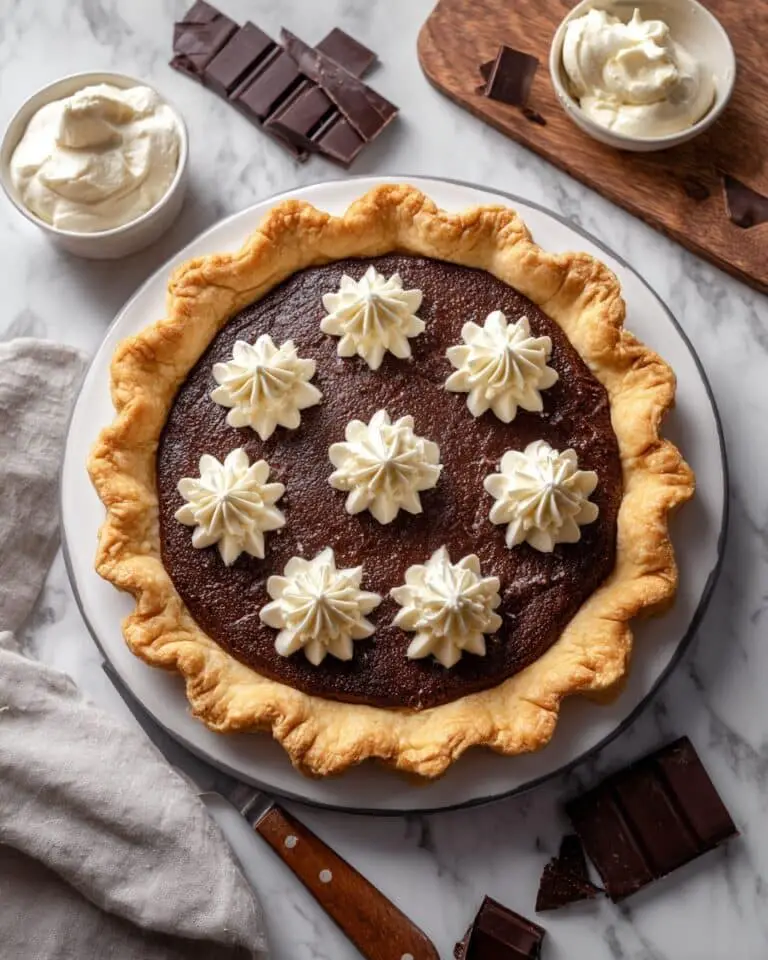 Brownie Pie with Flaky Pie Crust and Whipped Cream Recipe