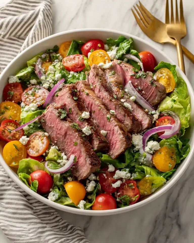 Grilled Flank Steak Salad with Creamy Sriracha Dressing Recipe