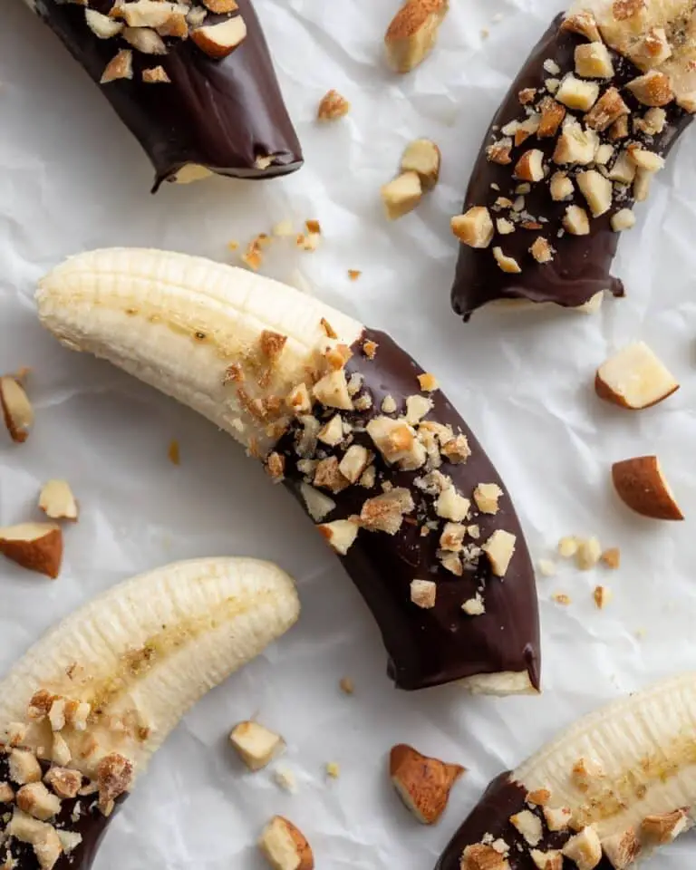 Mini Chocolate Covered Frozen Bananas with Almonds Recipe