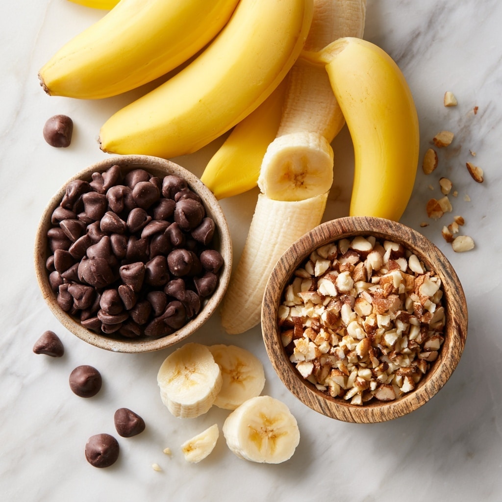 Several peeled banana halves are laid out flat on a dark brown surface with a smooth texture, arranged in a scattered pattern with their curved sides facing different directions. The bananas have a pale yellow color on the inside with a slightly softer, cream-colored outer layer. Each piece shows fine lines of small black seeds running along the middle. The background is replaced with a white marbled texture. photo taken with an iphone --ar 4:5 --v 7