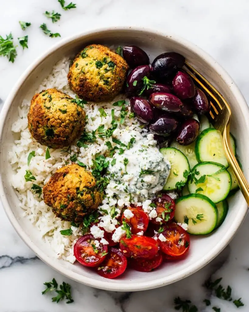Spinach Feta Turkey Meatballs with Yogurt Sauce Recipe