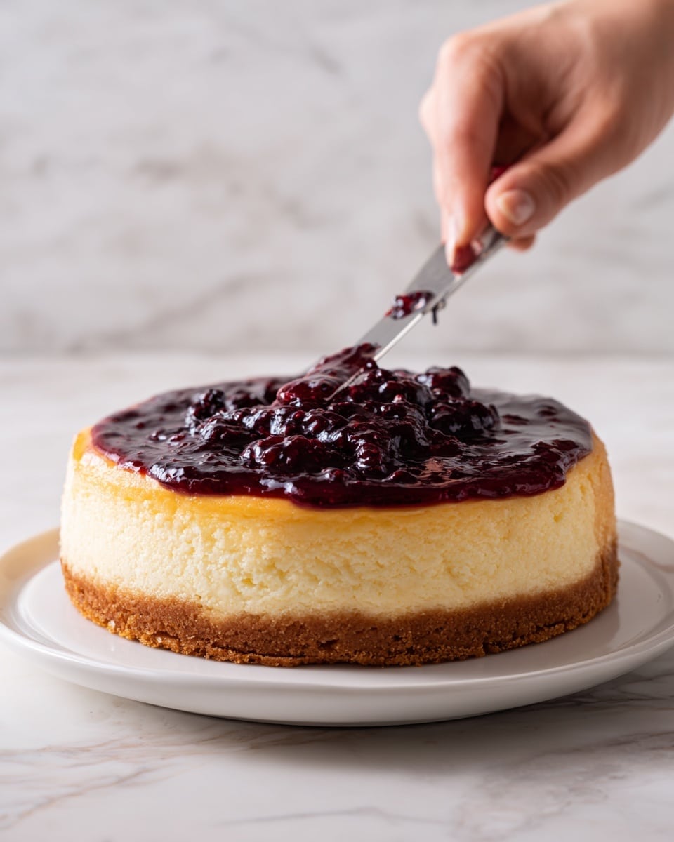 Blackberry Cheesecake with Almond Flour Crust and Almond Whipped Cream Recipe - Recipe Image