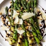 Grilled Asparagus with Balsamic Reduction, Pine Nuts, and Parmesan Recipe