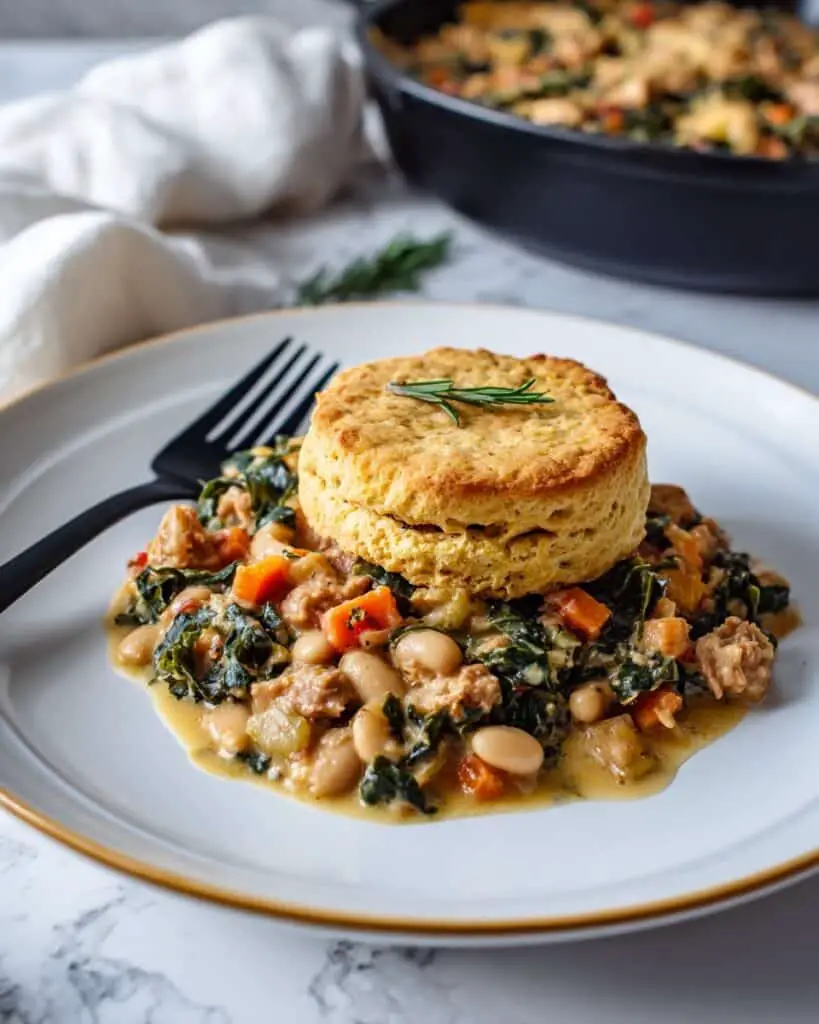 Healthy Chicken Pot Pie with Sweet Potato Biscuits Recipe