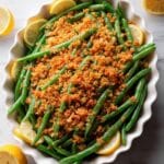 Creamy Lemon Dijon Green Beans with Toasted Breadcrumbs Recipe